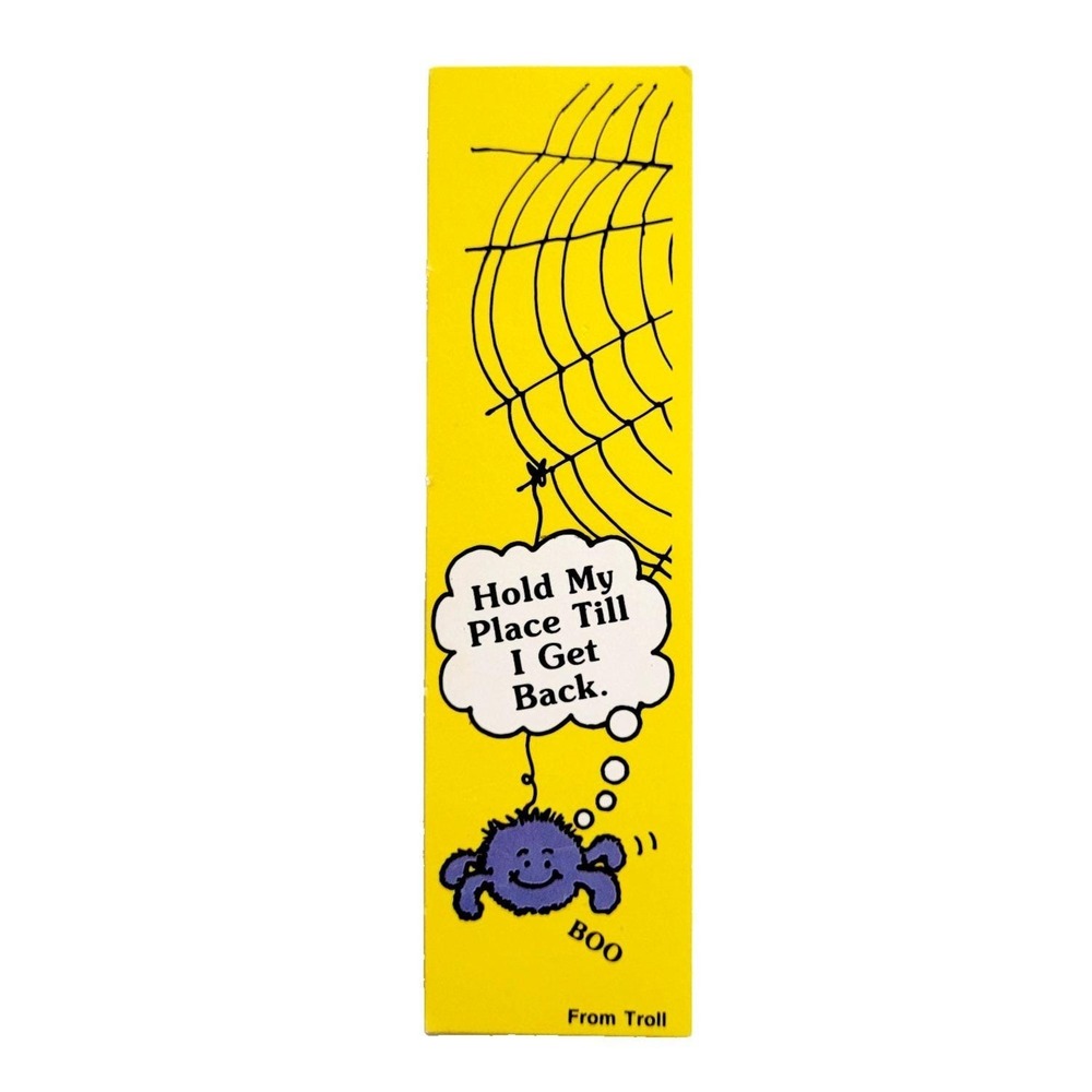 Vintage Boo paperboard Bookmark, Spider Web Hold Place, 80s/90s Troll Associates